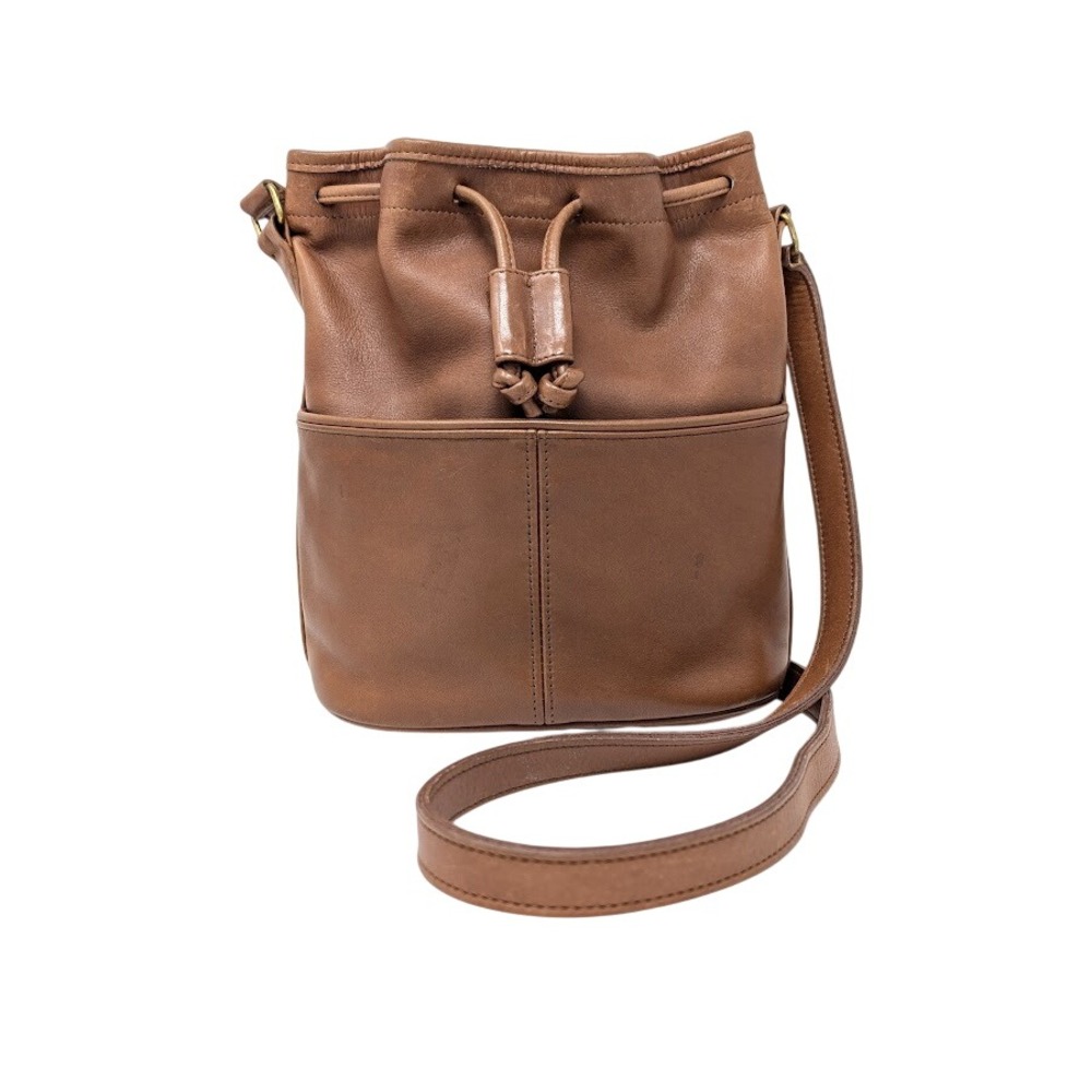 Vintage Coach 4021 Drawstring Pocket Bucket Bag Cocoa Brown Leather Rare 1990s - Picture 7 of 12